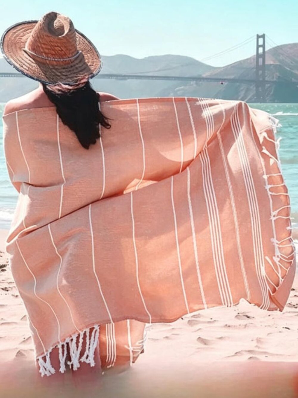 4PCS Striped Turkish Towel Cotton Sports Beach Towel For Adult Pool Blanket - Picture 4 of 9